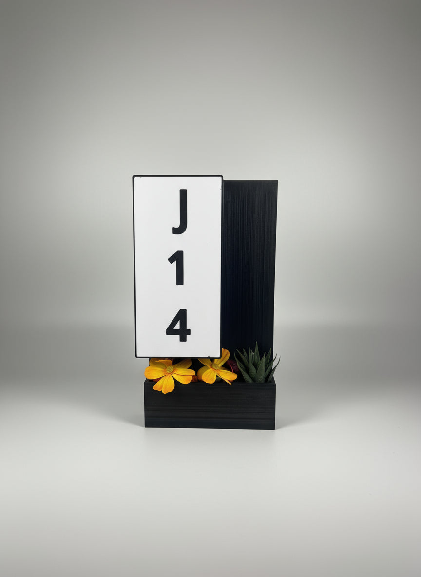 Illuminated House Numbers Plate with Seasonal Planter Outdoor Address Sign