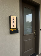 Illuminated House Numbers Plate with Seasonal Planter Outdoor Address Sign
